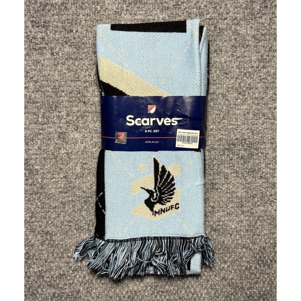 Minnesota United FC‎ MLS Scarves 2 Piece Set Multicolor Blue & Black Brand New